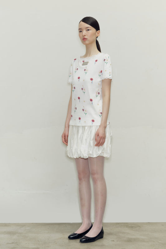 zhuu da.  One-shoulder lace short-sleeved shirt